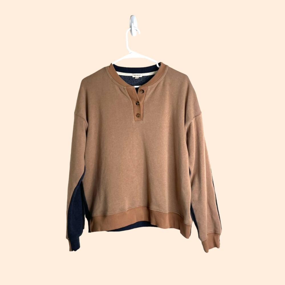 DONNI. Duo Henley Tan Sweatshirt